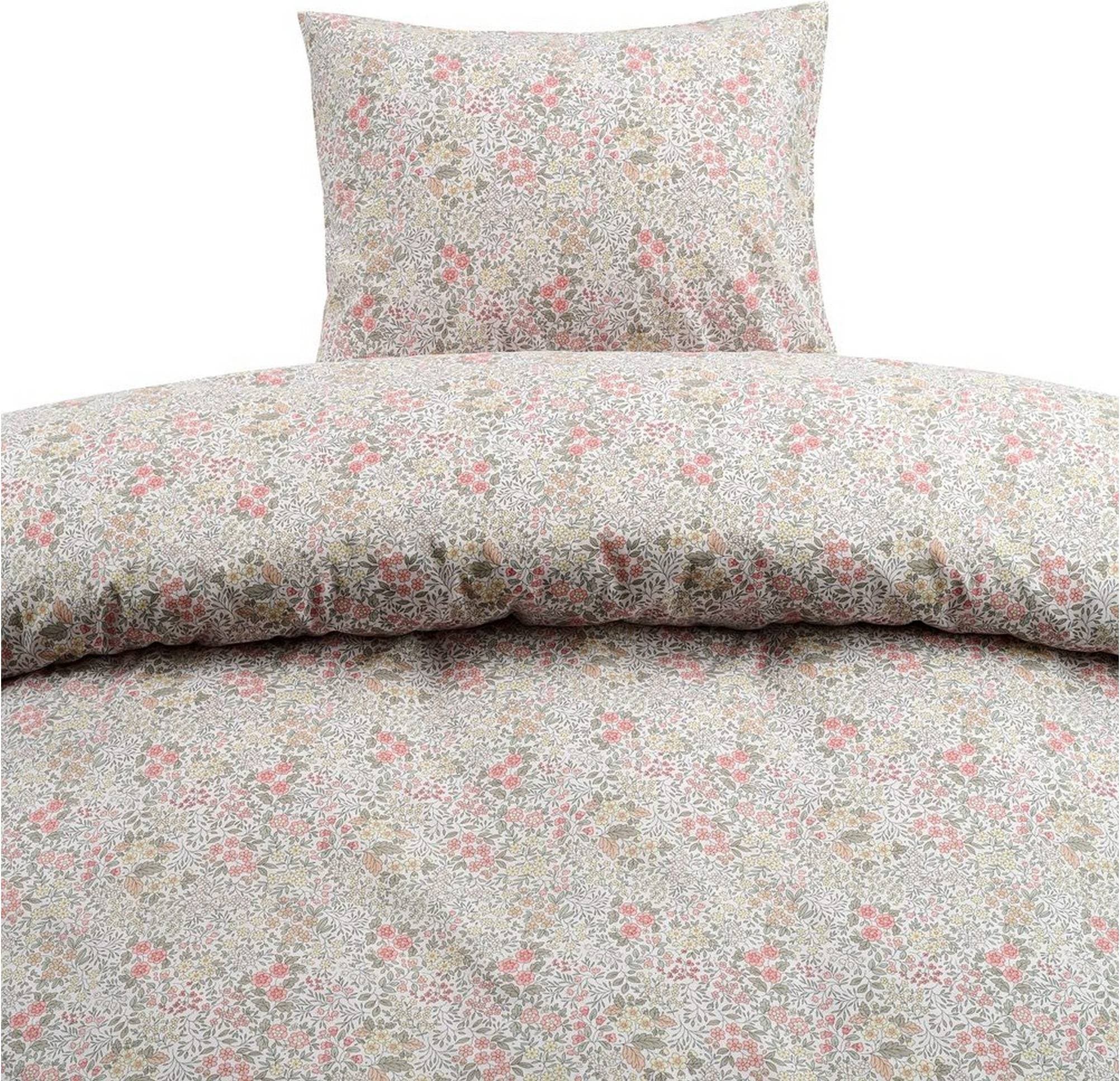 Borganäs Floret 2-Dels Påslakanset Påslakan Brun, Beige, Rosa