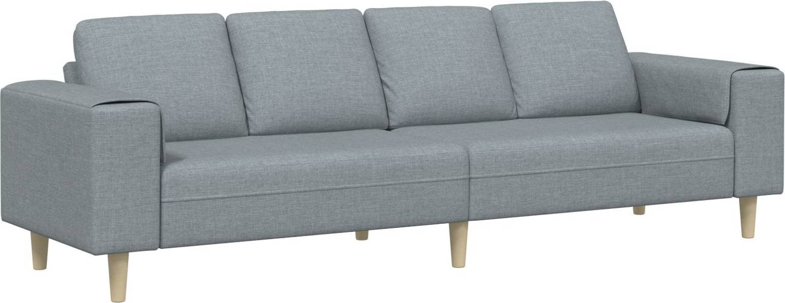 vidaXL Vardagsrumsoffa Ljusgrå 250 x 77 x 76 cm Polyester Soffa 4st 4-sits
