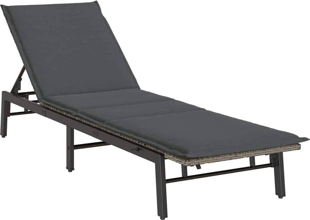 vidaXL Solsäng Med Dyna Konstrotting Grå
