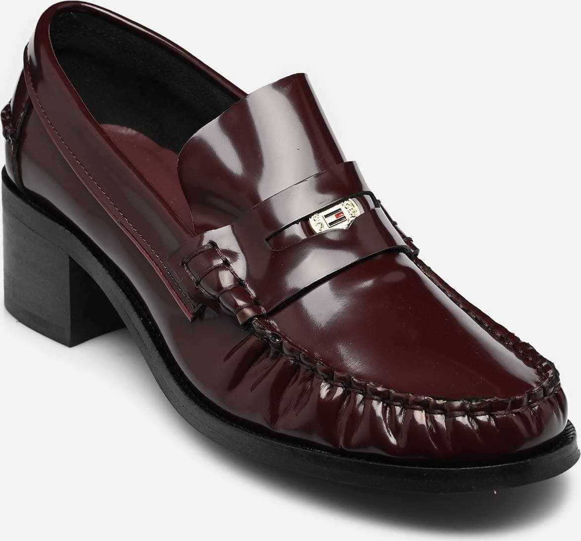 Tommy Hilfiger Lakkloafers Med Blokkhæl - Burgundy