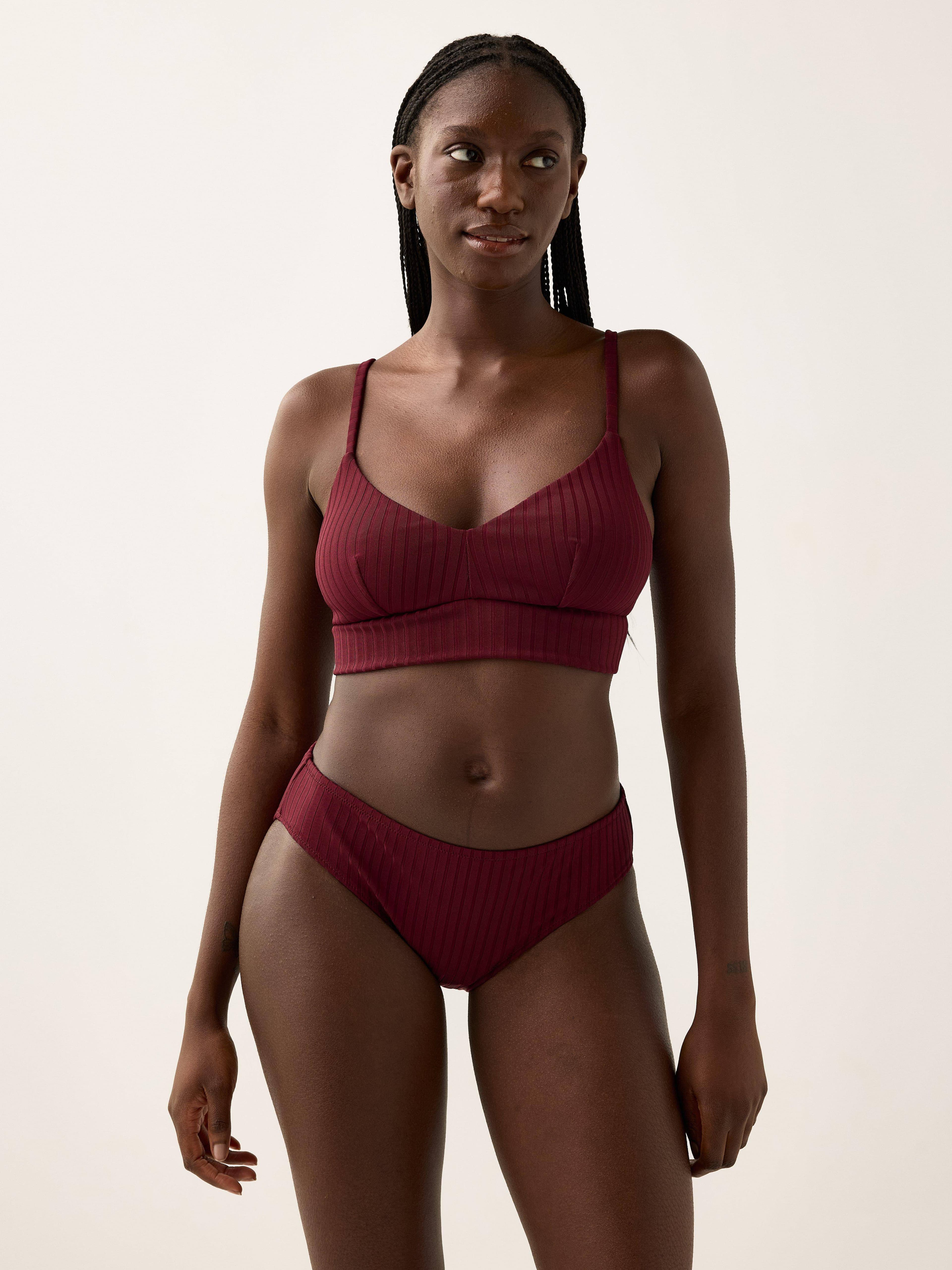 Lindex Bra Kelly Rib Ovadderad Bikiniöverdel - Burgundy