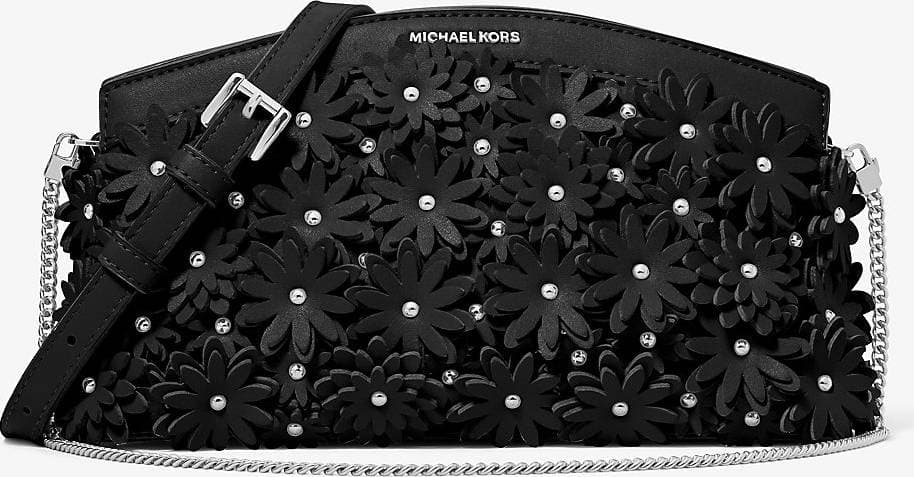 Michael Kors Athena Floral Appliqué Convertible Clutch - Black