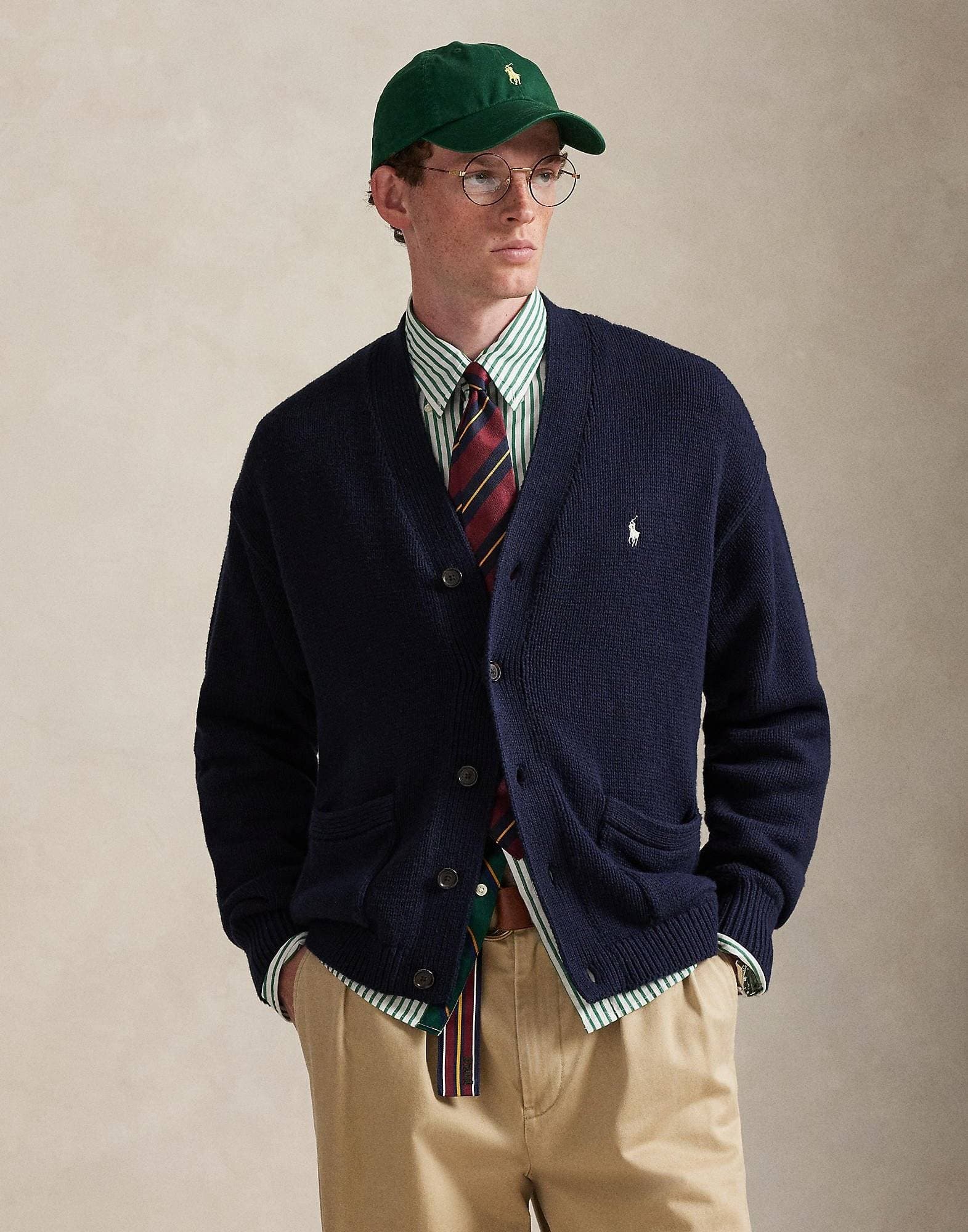 Polo Ralph Lauren Relaxed Fit Cotton Cardigan - Marinblå