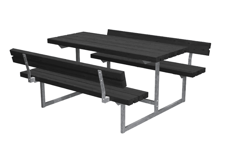 Plus Basic Jr Bord Bänkset Ryggstöd 118x133 cm Svart