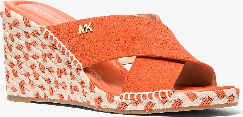 Michael Kors Kenzie Suede Wedge Sandal - Orange