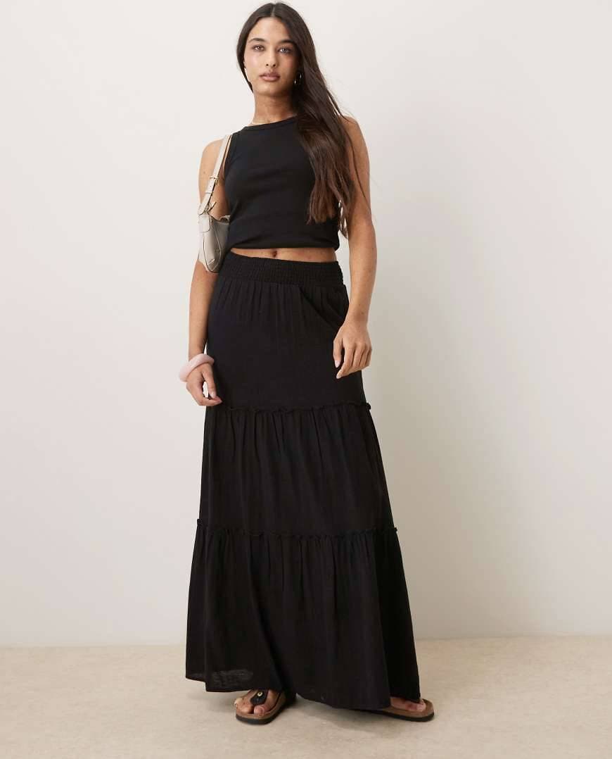 Aware Hög Midja Lång Kjol Long Skirt Noos - Black/Black