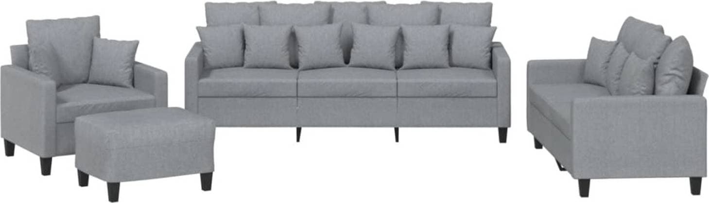 vidaXL Soffgrupp Med Kuddar Delar Ljusgrå Tyg Soffa 72cm 4st 4-sits