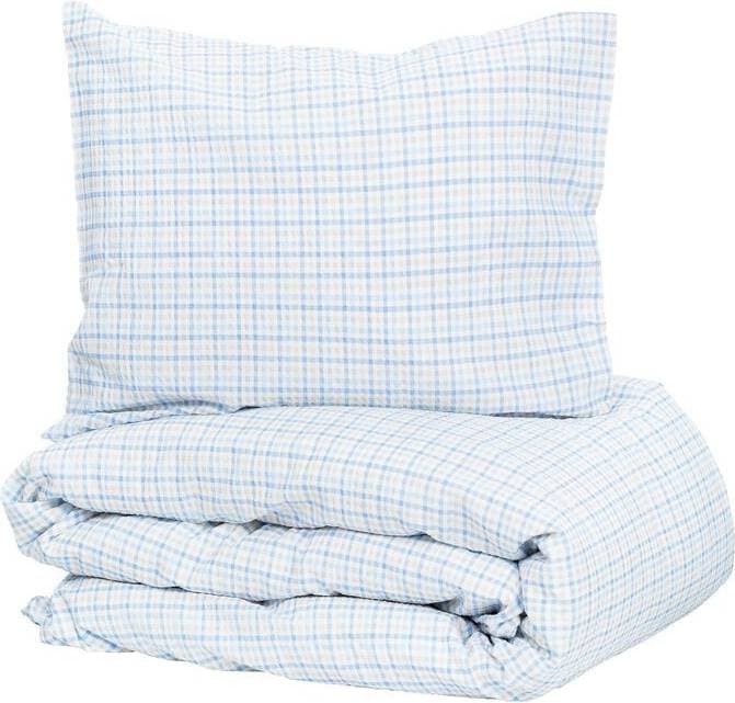 Kosta Linnewäfveri Dalskog Seersucker Blå Rutigt Bäckebölja 150x210 Påslakan Blå