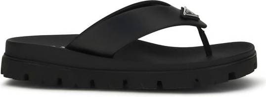 Prada Black Calf Leather Flip-Flop Sandals