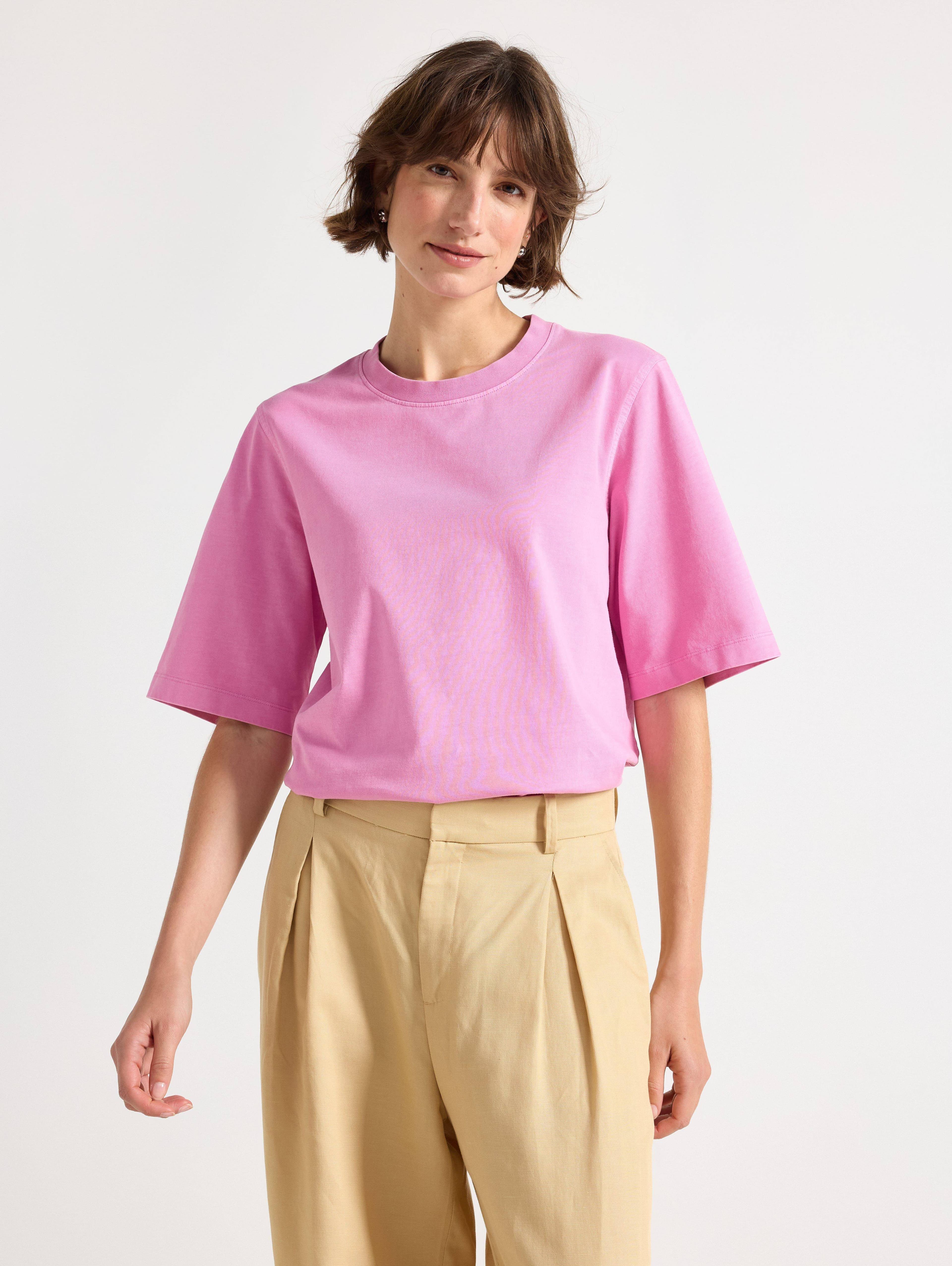 Lindex Oversized T-Shirt Washed Cotton - Pink
