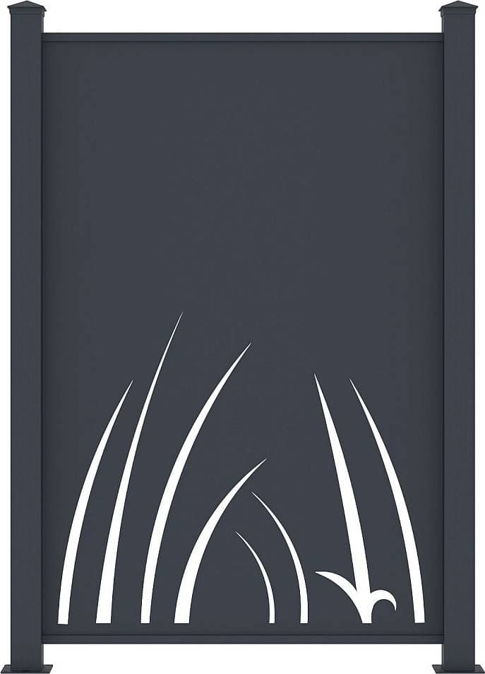 Vente-unique Växtmönstrat Aluminiumstaket Laserskuret Mönster H164 x B118 cm Antracit