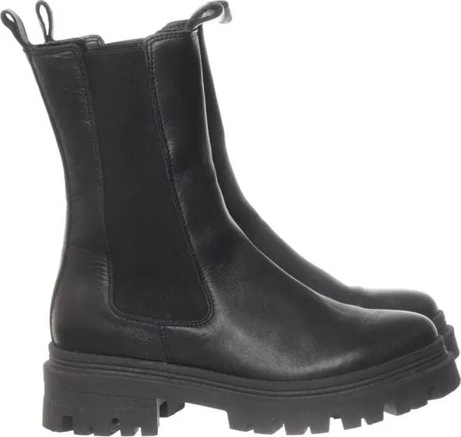 Tamaris Chelsea damkängor, ankelstövlar, utbytbar fotbädd, Svart Black Leather 003