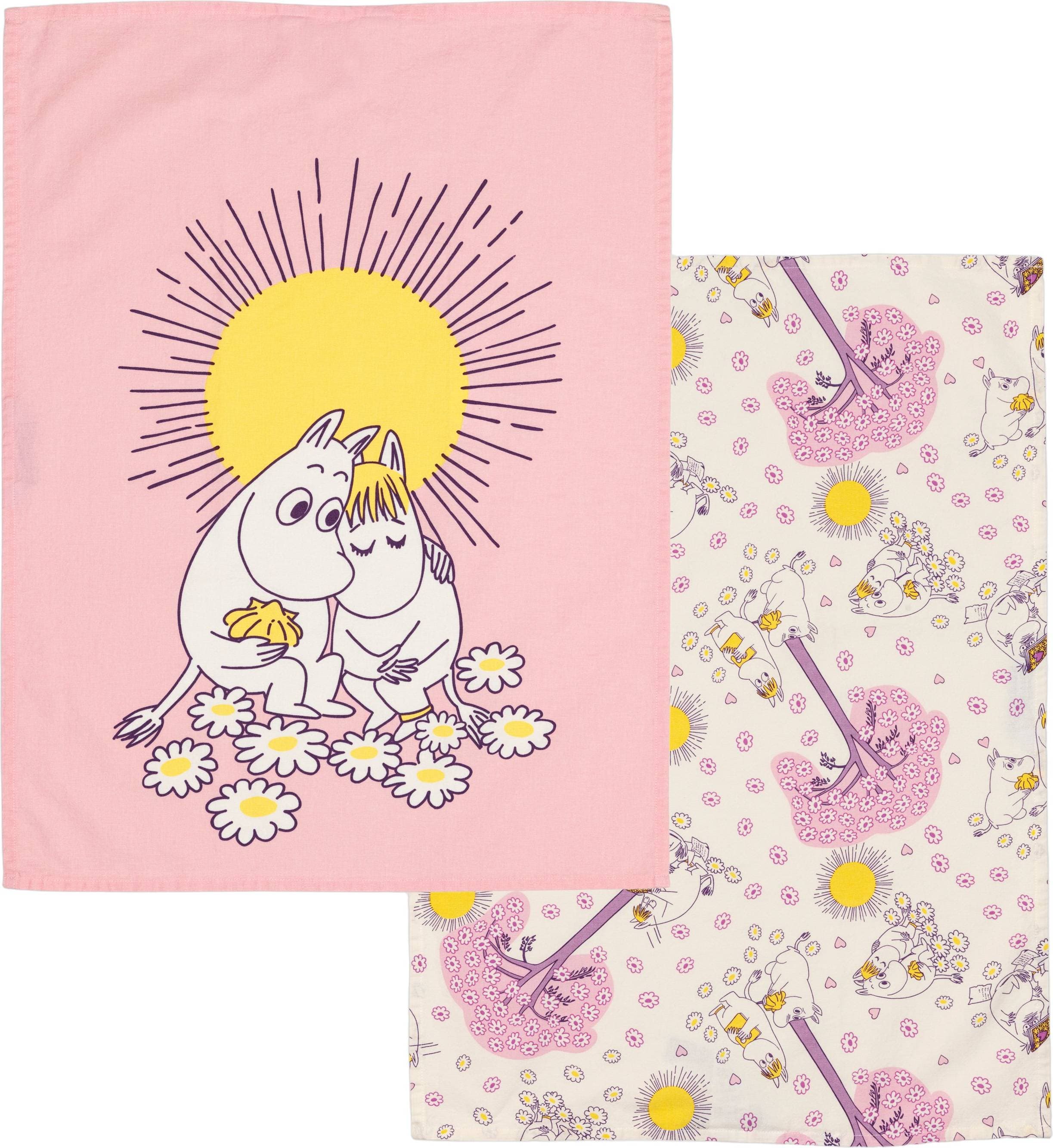 Moomin Arabia Sweethearts Gots 50x70 cm 2 Kökshandduk Roséguld, Rosa