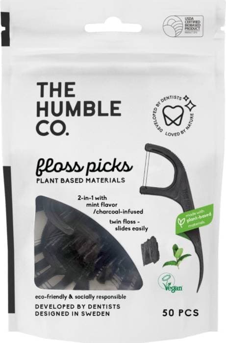 The Humble Co. Dental Floss Picks Charcoal 50pcs