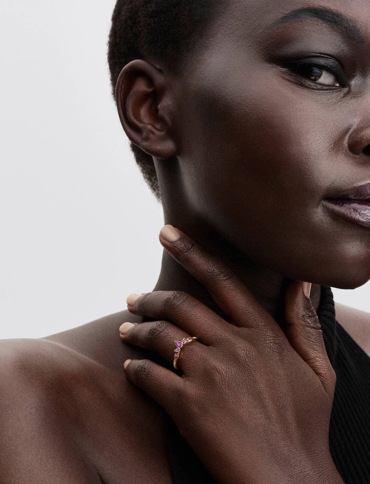 Pandora Disney Frozen Anna 14K Gold-Plated Ring Violet Purple Crystal Clear Cubic Zirconia - Purple