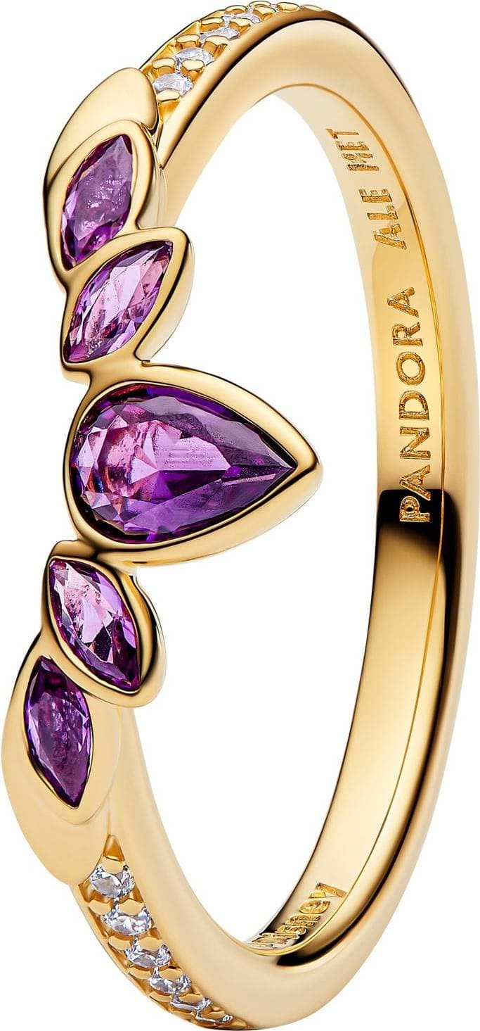 Pandora Frozen Anna 14K Gold-Plated Ring Violet Purple Crystal Clear Cubic Zirconia - Purple