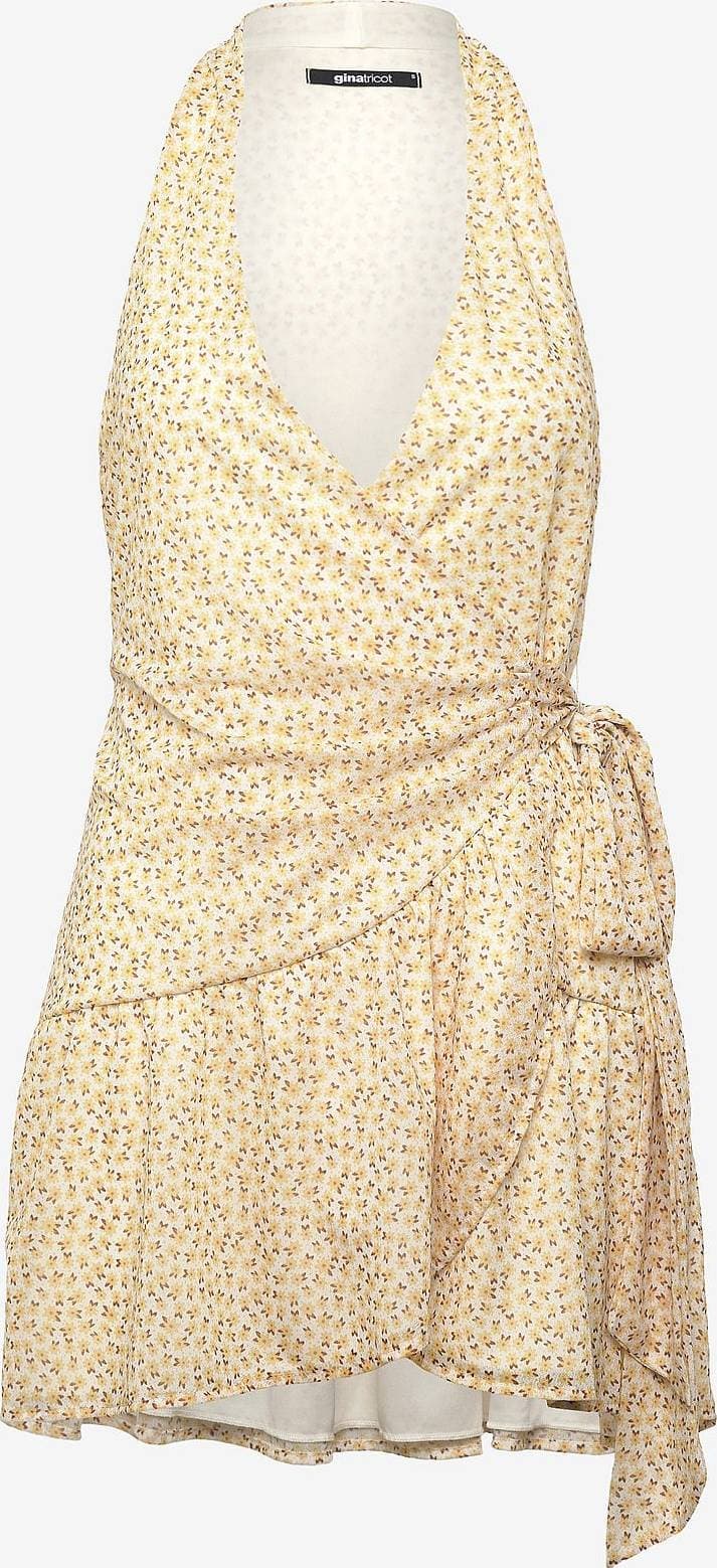 Gina Tricot Sheer Wrap Dress Omlottklänningar - Yellow
