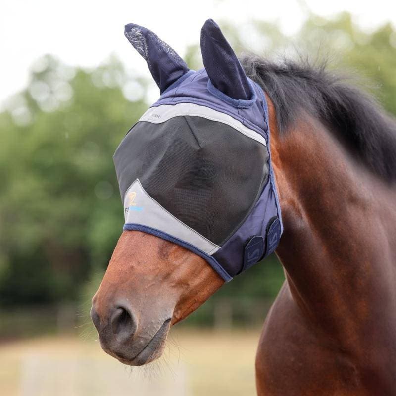 Shires Flughuva Fine Mesh with Ears Marinblå Cob